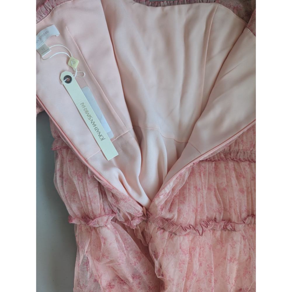 NWD Jonathan Simkhai Delilah Tiered Floral Tulle Mini Dress Size 12 Pink #1A452 - Picture 10 of 12